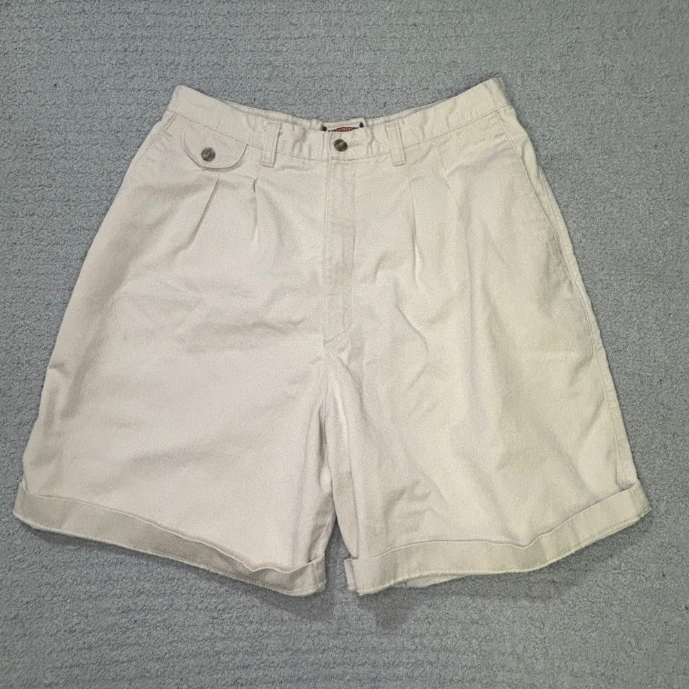 Lee Shorts Vintage 70s Bareback Ribcage High Waisted 16‎ MED Khaki Pleated